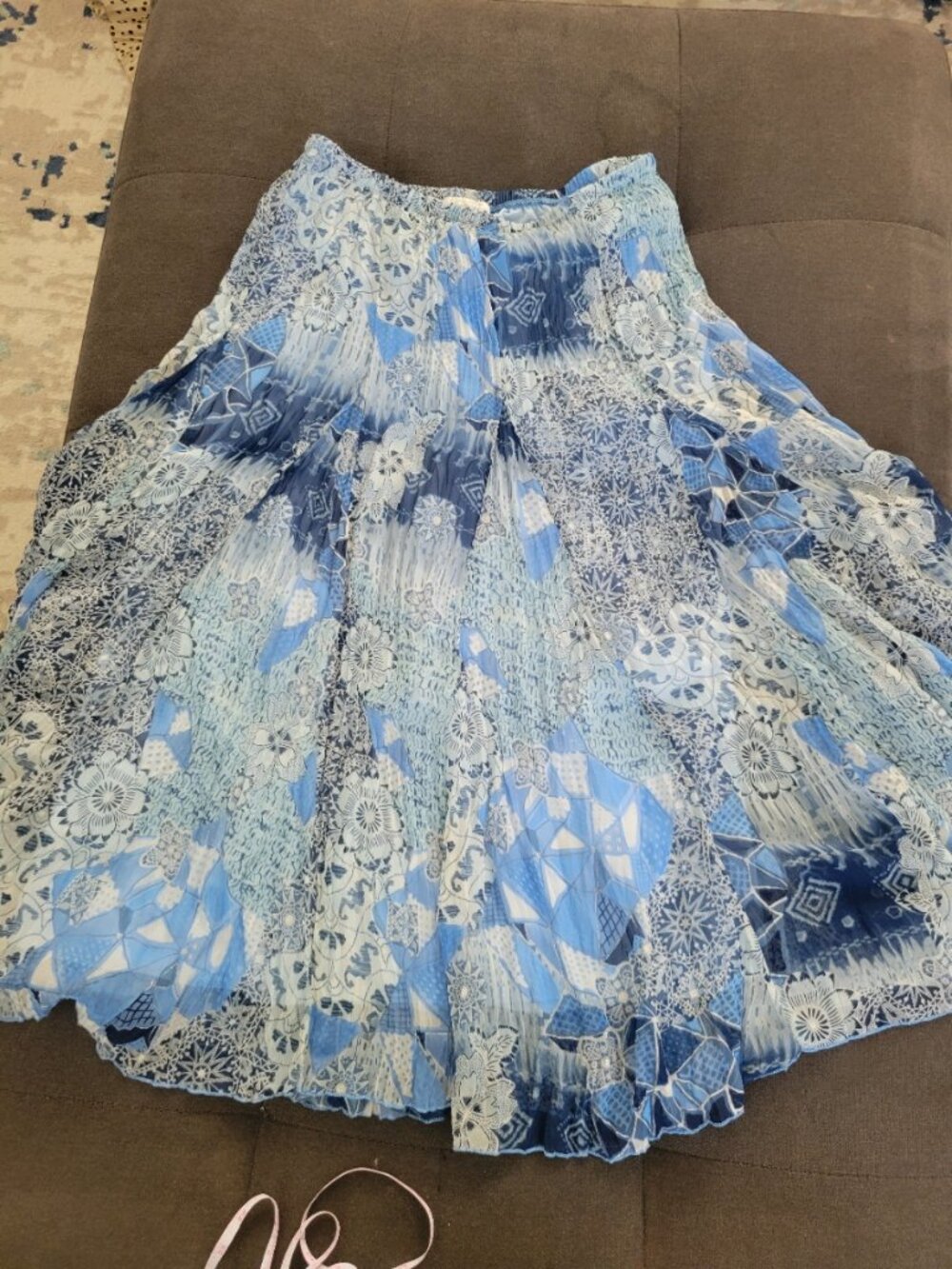 Christopher & Banks Skirt sz. M Blue Floral Chiffon Glitter Long Maxi Summer